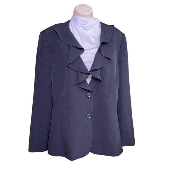 Preston & York Plus Size 18 Black Blazer Flowy Collar Button Front u - Picture 1 of 11